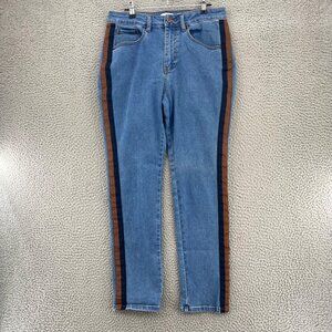 A Loves A Jeans Womens 30 Blue Light Wash Denim Side Stripe Skinny Leg Stretch
